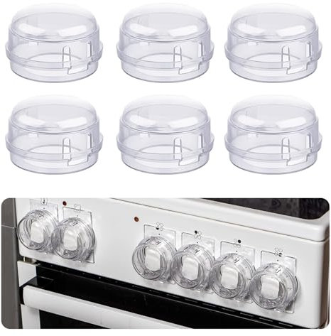 ChAusa 6 Stück Kindersicherung Herd Drehknöpfe, Kindersicherung Herd, Kindersicherung Herd Knöpfe, Herd Schalter Schutz Kinderschutzabdeckung, Montage ohne Knopf Demontage, für 6 Knöpfe (Weiß)