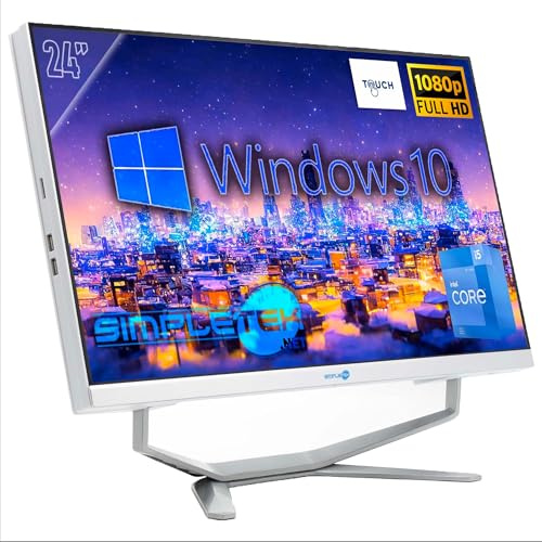 SIMPLETEK - PC Desktop ALL in ONE Schermo Touch 24 FHD | Core i5 12°Gen | 8GB RAM | SSD 240GB | Windows 10 Pro e Webcam 2K integrata
