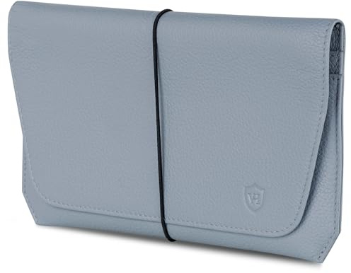 VON HEESEN Leder Reisepasshülle mit RFID-Schutz - Passport-Hülle aus echtem Leder - Reisepass-Organizer für stilbewusste Damen & Herren in Hellblau