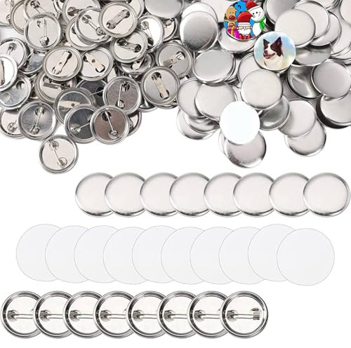Tagtight 200Pcs Buttons Anstecker zum Selbstgestalten, DIY Brosche Abzeichen Button Pin 25 mm Sicherheitsnadeln, Buttons Anstecker, Metall Abzeichenteile für Abzeichen, Corsage, Schmuck Craft