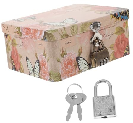 SOESFOUFU Boîte De Rangement Métal Avec Couvercle Boîte Tôle Avec Verrou Pour Bijoux Et Petits Objets Organisateur De Bureau Multifonctionnel Et