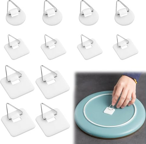 Ganci Adesivi per Quadri, Appendini Autoadesivi Bianchi, Facili da Applicare e Rimuovere, Versatili per Piatti, Cornici, Opere d'Arte, Soluzione Pratica per Organizzare le Pareti, 12PCS