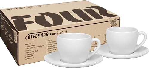Konitz 2er Set im Geschenkkarton Coffee Bar Four Cappuccinotasse mit Untertasse 200ml