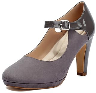 elerhythm Mary Jane Chaussures rétro à talons fermées pour femme - Chaussures Gatsby - En daim - Style chic et vintage