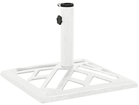 heybb Socle de Parasol Blanc 44x44x31 cm Fonte,Pied De Parasol,Pied De Parasol Lourd,Pied De Parasol sur roulettes