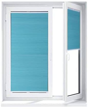 Plisse blind 2,5 cm breite Wabenfigur plissiert Vorhang, 100% Blackout Shades blind mit Aluminiumfolie Futter, Geräuschreduzierung wasserdicht, for Balkon Schlafzimmer (Farbe: blau, Größe: 80x130cm)(8