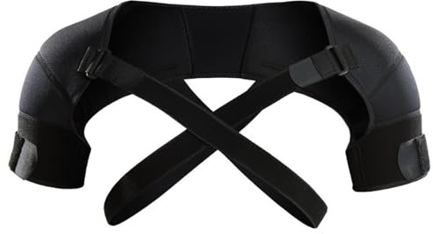 Krmoau Orthèse de soutien pour la stabilité des épaules - Double orthèse d'épaule - Bandage de compression élastique pour les épaules - Gaine de compression respirante avec sangle d'épaule pour