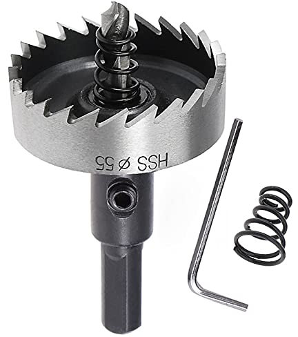 NINGXUE 55mm Heavy Duty HSS Drill Bit Metal Hole Saw, Long Life Hole Cutter Opener with Allen Key for Metal, Wood, Stainless Steel, Copper, Aluminum 1PCS