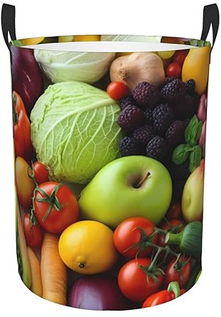 Cesto portabiancheria autoportante per frutta e verdura fresca, cesto portabiancheria pieghevole alto con manici, cesto per vestiti sporchi, per dormitorio, bagno, camera da letto, viaggi, campeggio
