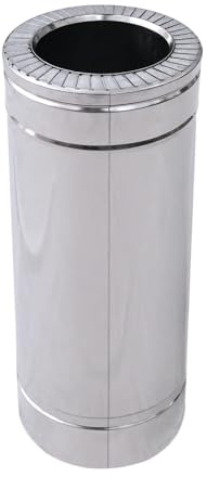 Tubo de chimenea de doble pared de 140 mm x 200 mm/1000 mm, sistema de aislamiento de acero inoxidable