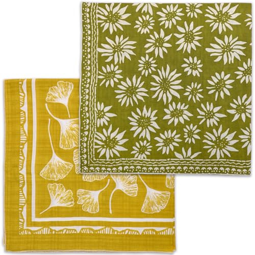 Acigbetter 2 Pack Soft Cotton-Blend Bandana for Women and Men, 21.6''x 21.6'' Neck Head Scarf Summer Thin Bandana Headband (R001-2 Pack)