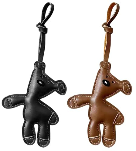 NHPY 2 Pièces Bag Charms, Porte-Clés Ourson, Charmant Accessoire Ourson Pour Sac À Main, Sac, Décoration De Voiture, Ourson En Pu, Bague Porte-Clés(2Couleurs)