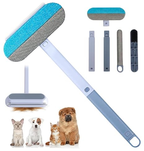 JIEBAO Tierhaarentferner Multifunktion Langen Griff, 3 In 1 Pet Hair Remover mit Kleiner Bürste,Wiederverwendbare,für Sofas Teppiche Kratzbäume und Kleidung