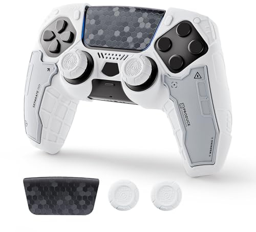 GeekShare G.S.TAC Professionelle Rutschschutz Hülle für PS5 Controller, Silikon Schutzhülle, Silikon Skin mit 2 Stick Kappen und Aufklebern Kompatibel mit PS5 Controller, (Dawn Versteht)