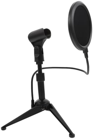 OFFSCH 1 Satz Desktop Mikrofon Stativ mit Abnehmbarem Pop Filter Mikrofonzubehör für Aufnahmen Podcasts und Streaming Schwarz