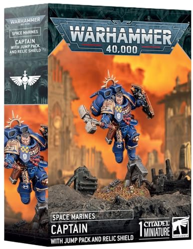 Games Workshop - Warhammer 40,000 - Space Marine: Capitán con Paquete de Salto y Escudo de reliquia