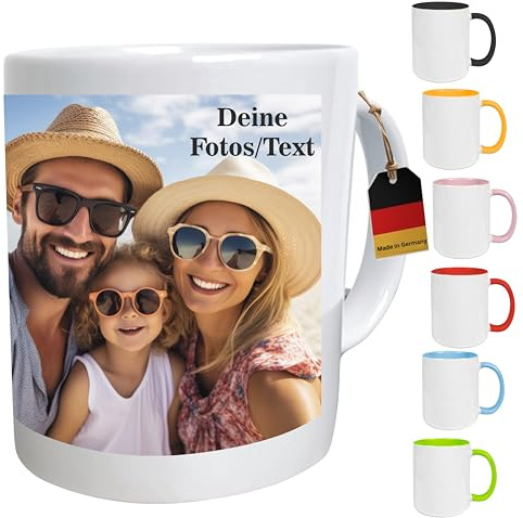 HD PRINT4YOU Tasse Personalisiert - Keramiktasse mit Foto Fototasse mit eigenem Foto selbst gestalten - Weiß - Maximale Druckfläche der Fototasse: 140 x 73 mm