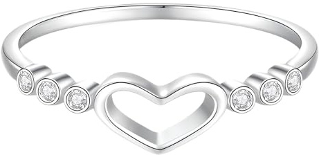 Stfery Hohl Herz Diamantring Platin 950, Stapelring für Damen Echt Gold Gr.56 (17.8)
