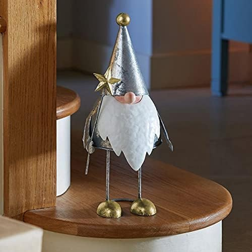 Marco Paul 36cm Christmas Gonk Ornament – Metal Festive Gnome Figure for Indoor & Outdoor Xmas Decor – Hand-Painted Nordic Gonk Statue for Table, Fireplace, Windowsill & Garden Decorations