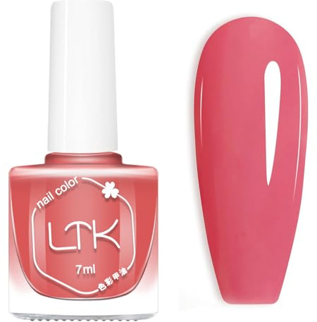 Coral Pink Nail Polish - 7ml Hot Grapefruit Pink Nail Varnish - Nail Varnish Quick Dry - Long Lasting Nail Polish No UV Lamp Needed,Spring Summer Nail Design Manicure Salon for Women Girl