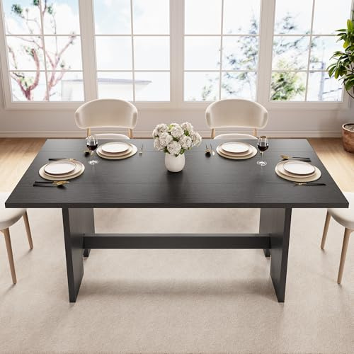 Jocoevol 63 Folding Dining Table for 4-6, Modern Dining Room Table with Large Foldable Tabletop, Wood Folding Table with Foldable Legs, Dinner Tables for Kitchen Dining Room (Black)