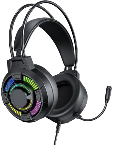 Kelisdi Casques de jeu USB avec effets LED et microphone à réduction du bruit Design ergonomique pour PC et ordinateur portable Compatibilité casque LED