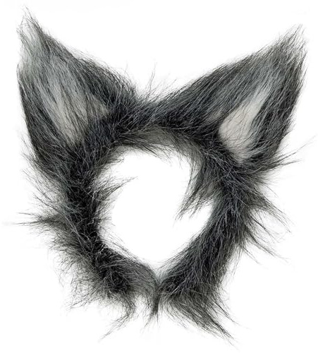 W WIDMANN MILANO Party Fashion 2324W – Haarreif Wolfs Ohren, aus Plüsch, Schwarz/Grau, Kostümzubehör, Accessoire, Werwolf, Motto Party, Karneval