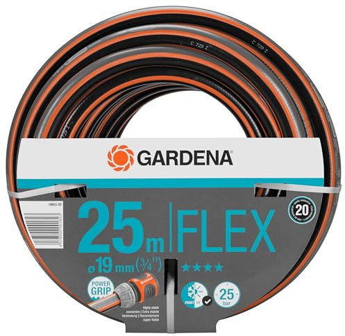 Gardena Manguera Flex Ø 19 mm Rollo de 25 m, Negro/Gris/Naranja, 25M