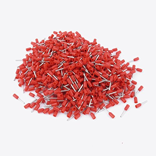 sourcingmap 1000pcs 0,5mm2 Embout de Câble Embout de Câblage Cosse à Sertir électrique Fil Sertissage Borne Connecteur Terminal à virole isolée AWG22 rouge