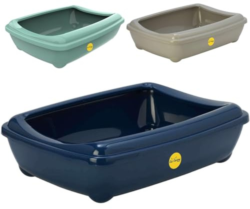 CAT CENTRE Blue Jumbo Cat Litter Tray with Rim, 57x43x16cm | Extra Large Litter Tray for Cats and Kittens, No Spilling, Easy Clean, Indoor Outdoor Use