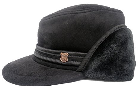 k.A. Herrenmütze Wintermütze Herrenkappe gefüttert Schirmmütze (56, Schwarz)
