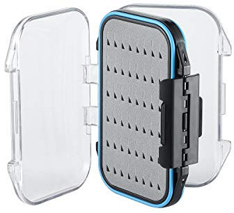 Angelkoffer leer Angelzubehör Köderbox Angelbox Spoon Box transparenter Angelkasten mit Griff Kunststoff Angel Zubehör für Fliegenfischen Fliegen Kunstköder, 10,4x7,6x3cm, Grau