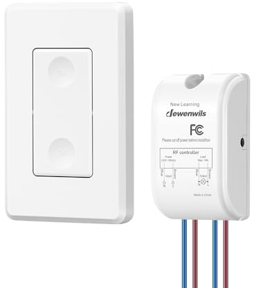 DEWENWILS Wireless Light Switch Kit - No Wiring, 10A/1000W, 100 Ft RF Range, Remote Control for Ceiling Lights, Fans, Lamps