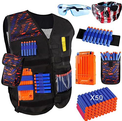 OFUN 56 Pezzi Gilet Tattico per Bambini, Gilet Nerf Elite per Nerf N-Strike Serie Elite, Giubbotto Nerf per Pistole Nerf,Regalo per Ragazzi E Ragazzei