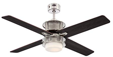 Westinghouse Lighting Oscar 122 cm Brushed Nickel Indoor Ceiling Fan with Light and Remote Control, Dimmable LED Light Fixture with Opal Frosted Glass