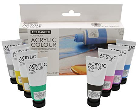 Paintersisters Acrylfarben Set in Metallic 8 Tuben je 22ml, zum Malen auf Leinwand