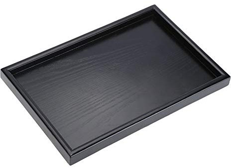Raguso Bandeja con Forma de rectángulo Bandeja de té de Madera Maciza Negra Bandeja de café Cafetería Comida Bandeja de Servicio Multiusos para cafetería Restaurante Hotel Hogar Tienda(25 * 18 * 2cm)