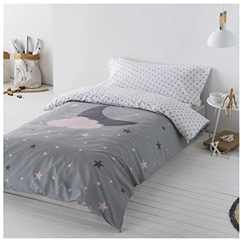 COTTON ARTean Funda Nórdica Infantil Cama 90 Algodón poliéster Luna y Nube