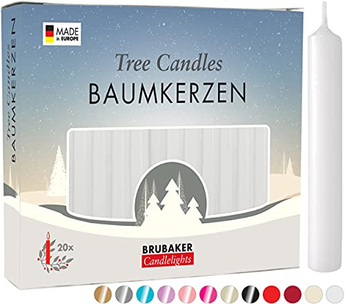 BRUBAKER - Bougies de Noël en Cire - Lot de 100 - Idéales pour Sapin & Pyramide de Noël - Ø 1,25 cm - Blanc