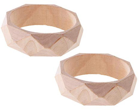 2 Stück natürlicher, unlackierter, facettierter Holzarmreif zum Basteln