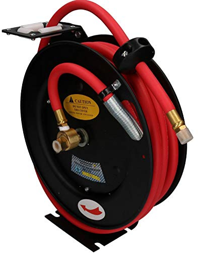 Retractable Air Hose Reel 30 Feet 10m Hose 3/8 BSP Spring Rewind Mountable