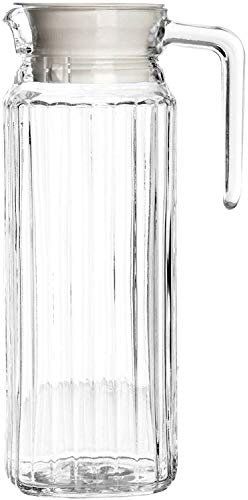 1 Litre Glass Fridge Jug Pitcher Carafe with Non Drip Lid and Spout