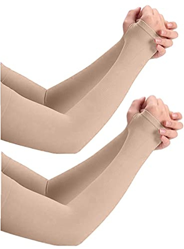 NESVIB 2 pares de guantes de manga sin dedos para motociclista/deportes, para protección UV, polvo, verano, sol para hombres y mujeres, 2 Pares Beige, talla única