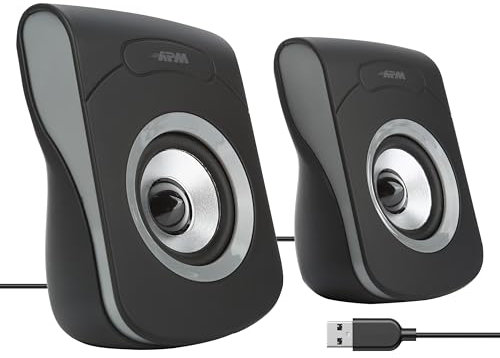 APM 571073 - Altoparlanti cablati USB 2.0 - Altoparlante portatile x2 - Audio chiaro e di qualità - Autoalimentati dalla porta USB - Volume regolabile - Uscita 3W x 2 RMS - Compatti e leggeri - Grigio