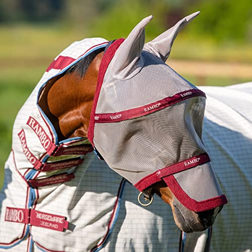 Horseware Rambo Fly Mask Plus Non Treated, Größe:Pony, Farbe:Oatmeal/Cherry