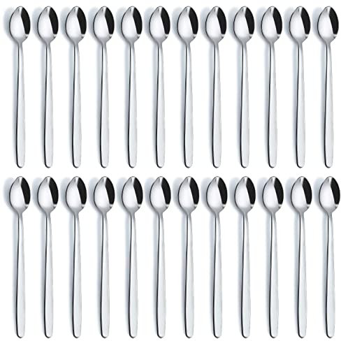 Latte Spoons, Funnydin 24 Pieces Coffee Spoons Set (8.3 Inch), Dishwasher Safe, Teaspoons, Latte Spoons, Dessert Spoons, Coffee Spoons, Sundae Spoons and Long Teaspoons for Kitchen and Home