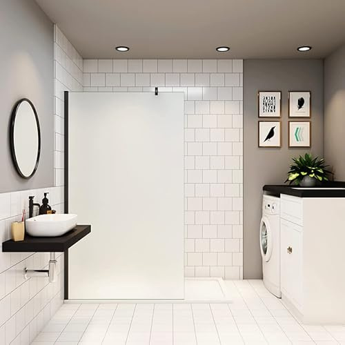 Aica Sanitär Walk in Glas Dusche 110cm Duschabtrennung 10mm Seitenwand mit Glasschutzfolie H200cm