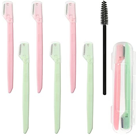 6PCS Small Eyebrow Razors Face Shavers for Women Eyebrow Shaver Dermaplaning Blades kit for Face with 1 PC Eyelash and Storage Case Brush Facial Razors for Women and Men