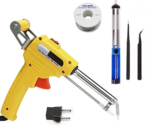 Soldering Iron Kit, 60W Electric Soldering Gun Welding Tools with Tweezers/Desoldering Pump/Tin Wire for Jewelry, DIY and Circuit Board Repair (Internal Heat)