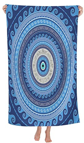 321 Toallas De Baño Griego Mati Mataki Mal Ojo Turco Playa Accesorios Deportes Toalla Piscina Secado Rápido Toallas De Playa 80X130cm para Sauna, Natación, Playa